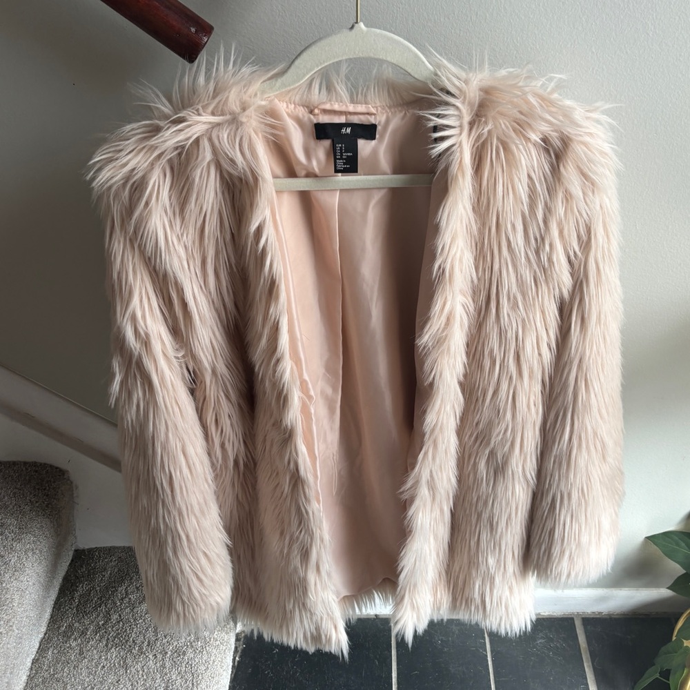 H&M Blush Pink Shag/Faux Fur Jacket